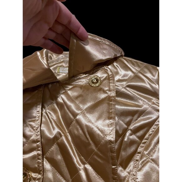 Y2K South Pole Quilted Trench Coat M Gold Belt McBling ASO Jaslene Gonzalez ANTM - Picture 11 of 14
